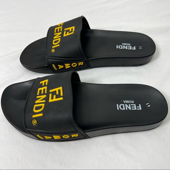 Authentic Fendi Pool Slides Black EVA waterproof rubber sandals size US 8 EU 41 - Picture 4 of 9